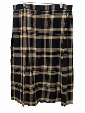 Vintage Aquascutum of London 100% Wool Plaid Kilt Skirt Size 12